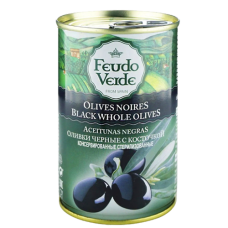 Оливки "Feudo Verde" Черные с косточкой ж/б Ключ