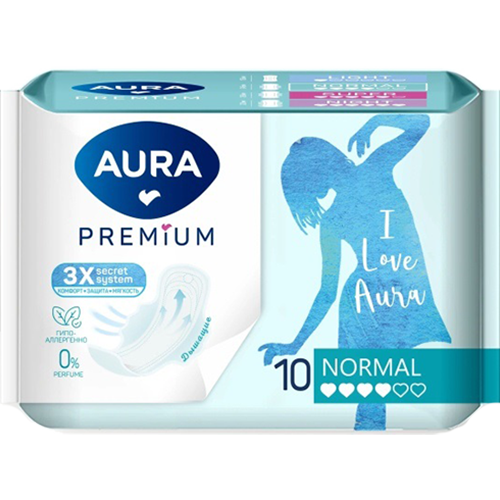 Прокладки "Aura" Premium Ultra Normal 10шт 4кап с крылышками
