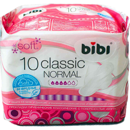 Прокладки "BiBi" Normal Soft Classic 10шт 4кап с крылышками