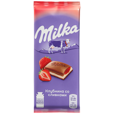 Шоколад "MILKA" Молочный Клубника со сливками