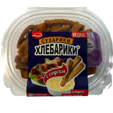 Сухарики "Хлебарики"  60г Шашлык+соус Сливочно-Чесночный 25мл