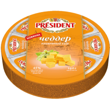 Сыр плавленый "President" Чеддер сегмент 45% Круг