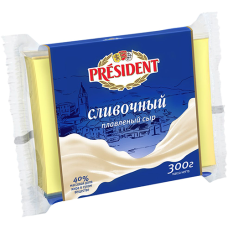 Сыр плавленый "President" Слайс Сливочный 40%