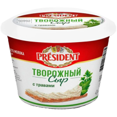 Сыр творожный "President" С травами 54% п/конт