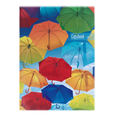 Тетрадь 96 листов КЛЕТКА "Зонтики на небе" мелованный картон микс